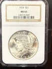 1924 Peace Dollar (1921 - 1935) Dollar NGC MS 65 #149773-009