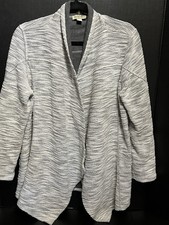 Women  s Gray/White Shawl Collared Cardigan Reverses To Dark Gray Pieced Look S