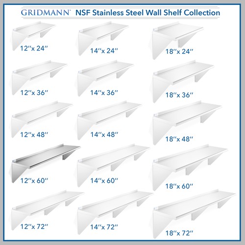 NSF Stainless Steel 12" x 60" Wall Shelf Commercial Kitchen Restaurant Shelving - Picture 7 of 7