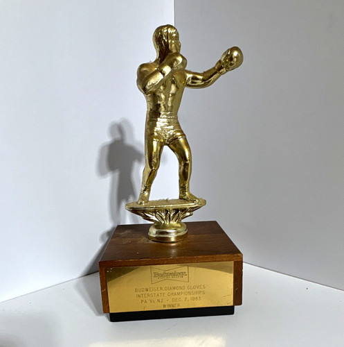 Vintage 1983 Budweiser Diamond Gloves Boxing Winner Trophy PA vs NJ Award
