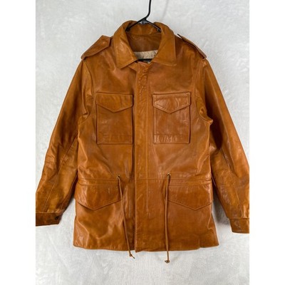 Vintage Overland Sheepskin Co Leather Jacket Mens 40 Brown