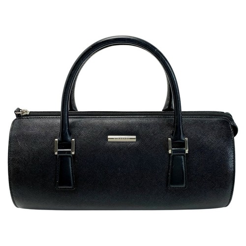 Bolso Burberry de cuero negro mini Boston herrajes plateados para batería