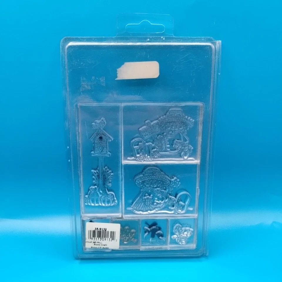 Clear Impressions Fall Acrylic Stamp Set Scarecrow Pumpkins Leaves Provo Craft - Image 2 of 4