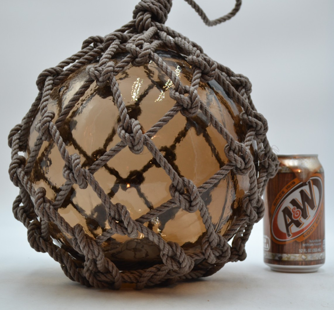 VINTAGE GLASS FISHING FLOAT IN BROWN TAUPE