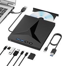 7 in 1 External CD/DVD Drive for Laptop, Portable External CD Drive for PC, U...