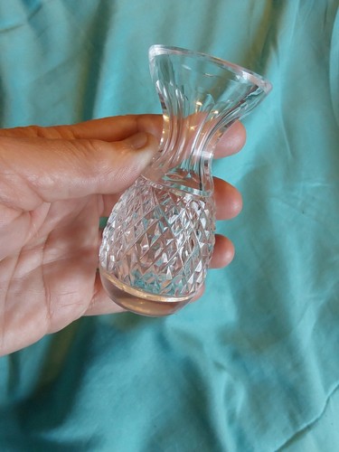 Waterford Crystal Glandore Violet Vase 4" Mini Clear Diamond Cut Signed FreeS&H - Picture 1 of 7