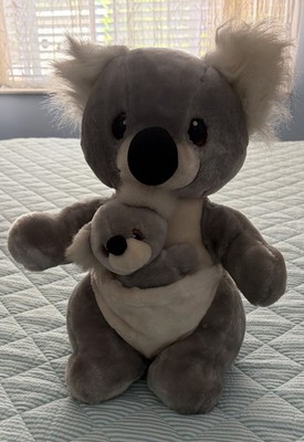 Vintage 1987 Koala And Baby Stuffed Animal By Applause Grey