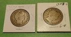 Barber Head Silver Half Dollars Lot of 2 - 1907 O And 1907 S. Weigh 11.5G.
