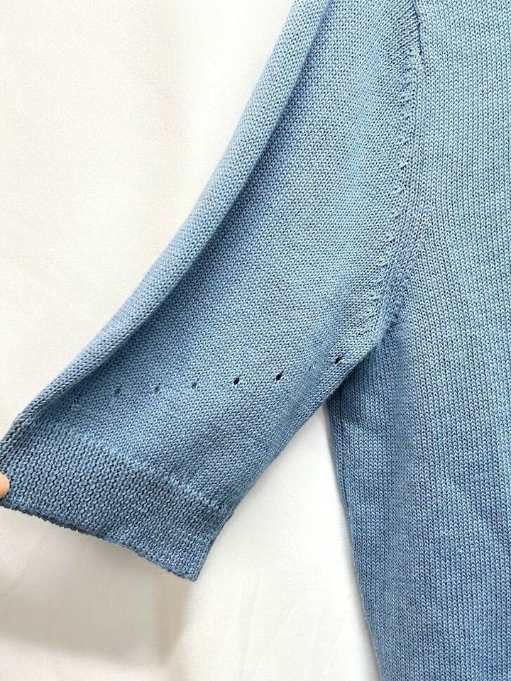 Joseph A. Women's Blue Fringe Cardigan Shrug Sweater Size Medium Linen