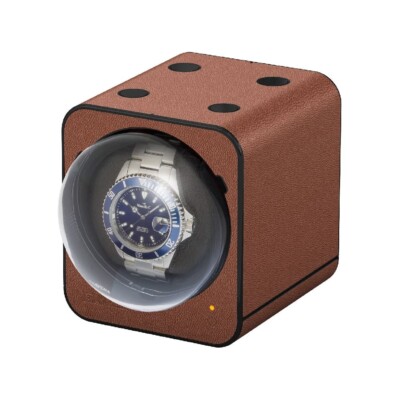 Boxy Fancy Brick brown watch winder box for one watch with EU adapter