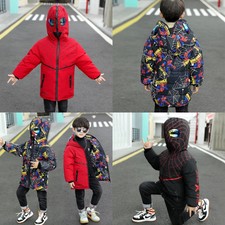 Kinder Jungen Spiderman Kapuzenjacke Wintermantel Parka Oberbekleidung PreWinter