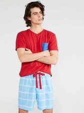 Peter Alexander Men's Mid Short Sky Blue Check Pyjama Shorts Size XXL