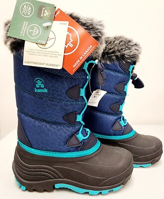 Warm Kamik Waterproof Snow Gypsy 3 Winter Boots Little Girls Size 10 Blue Teal 