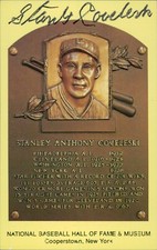 Stan Coveleski Signed Hall of Fame Cooperstown Plaque Postcard JSA Authenticated