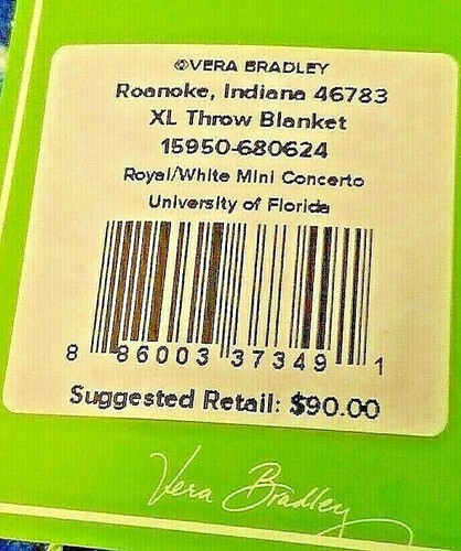 Vera Bradley's COLLIGIENT XL THROW BLANKET, UF College GO GATORS! Blue NWT - Picture 11 of 12