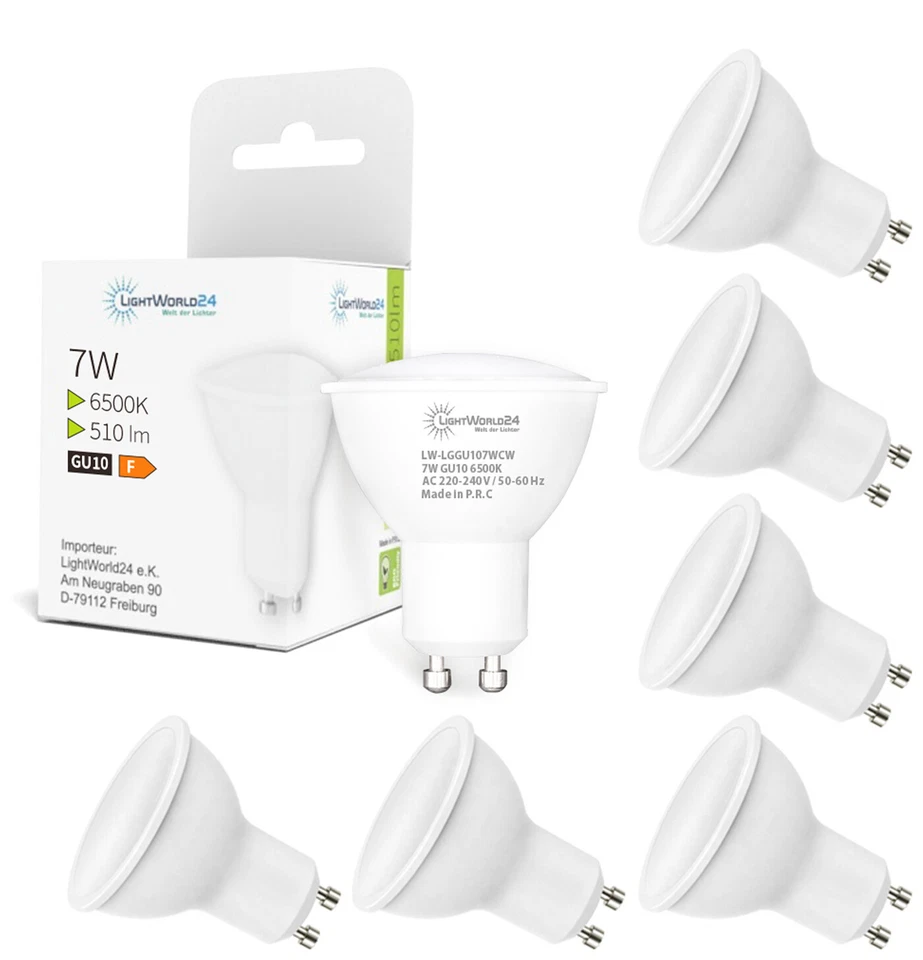 GU10 Glühbirnen Lampe 7W Halogen LED Leuchtmittel Glühlampe 510 LM Kaltweiß - Bild 3 von 4
