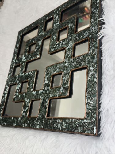PIER 1 Metal Jeweled Mirror Wall Art Atomic Decorative Gold Tone Bling Design B1 - Picture 4 of 20