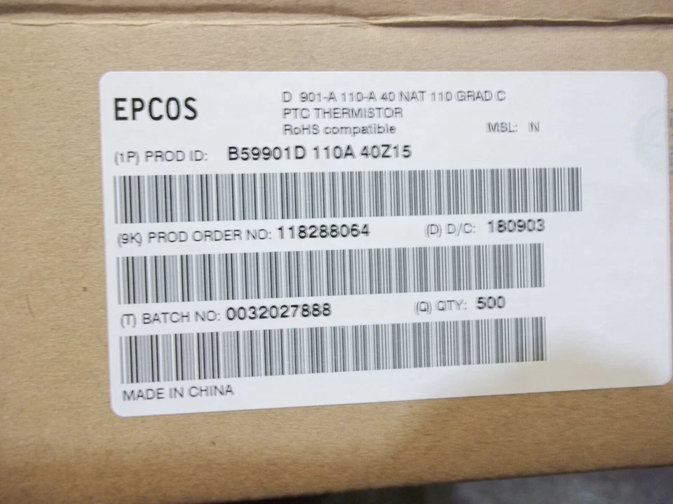EPCOS B59901D110A40Z15 PTC THERMISTORS QTY. 500 (610) - Image 4 of 4