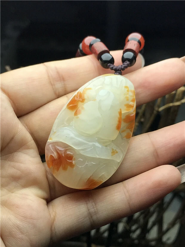 100% Натуральный ручной резьбы нефрит подвеска жадеит ожерелье процветающее богатство - Изображение 3 из 4