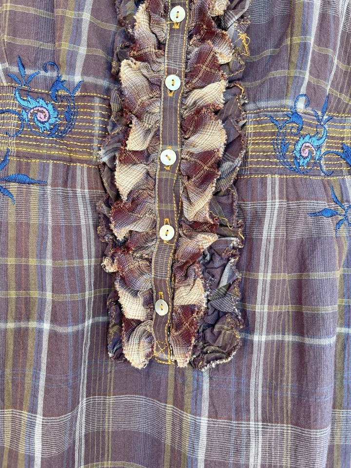 Vestido 3J Workshop Johnny Was S Floral Bordado Púrpura Precio de venta sugerido por el fabricante $318 Boho Campesino Foto 3 de 4