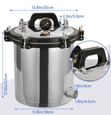 18L Dental Steam Autoclave Sterilizer Commercial Electric Stainless Steel 1 YEAR 12 Months Warranty English Interface - 66