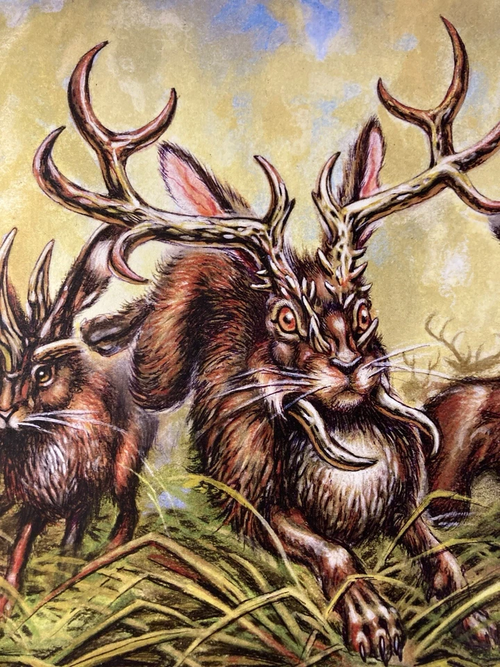 MTG✨Artist Signed JACKALOPE HERD Art Print/Card✨Exodus NM/M 1997 R. SPENCER Art - Image 3 of 4