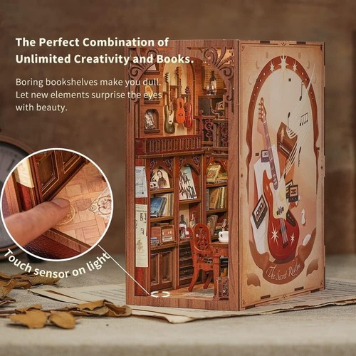 Elegante 3D DIY Bücherecke Kit mit LED Lichter - Miniatur Haus Buchstützen - Bild 6 von 8