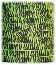 LAST 1 - 25 YARD ROLL SALE 3/8 WILD ONE ZEBRA LIME BLACK GROSGRAIN RIBBON