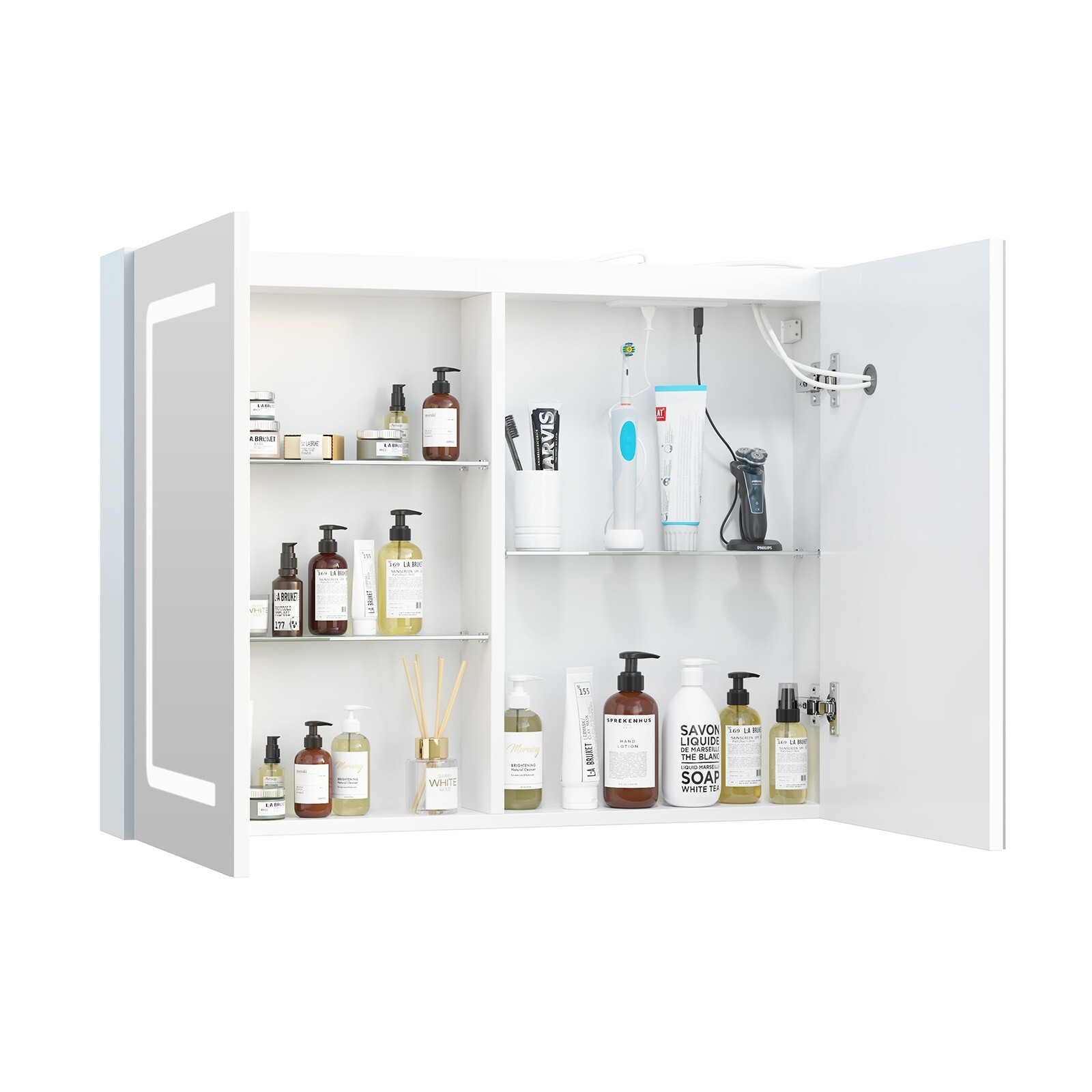 24" x 32" LED Bathroom Medicine Cabinet Lighted Large Mirror Cabinet with Socket