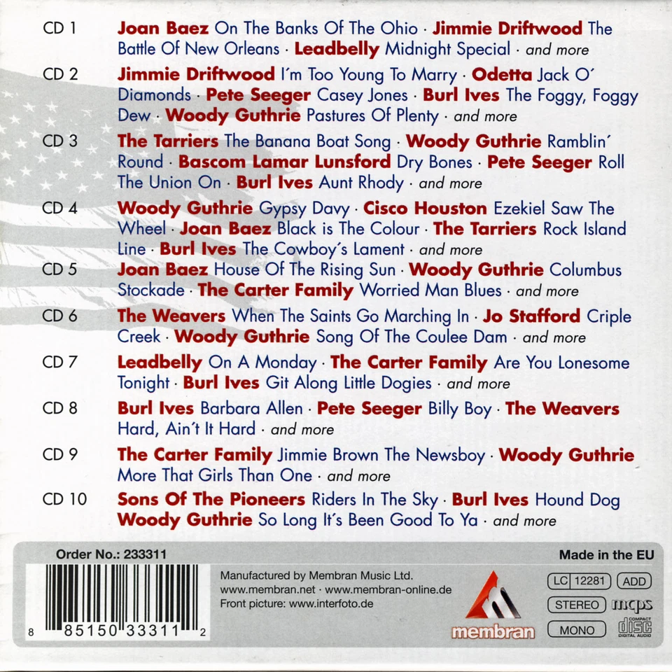 American Folksongs - Leadbelly, Seeger, Guthrie, Baez - 10 CD Box - neuwertig - Bild 2 von 2