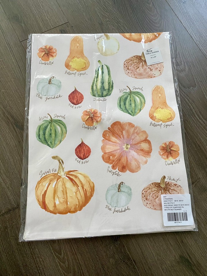 anthropologie-types-of-pumpkins-table-runner-brand-new-ebay