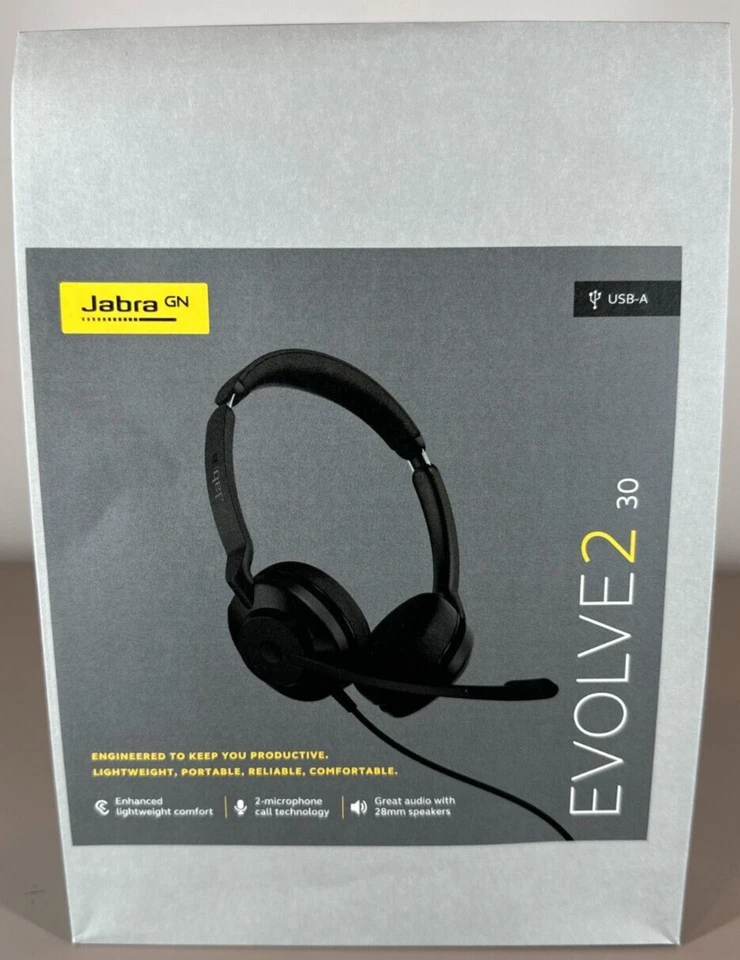 Jabra Evolve2 30 UC Stereo USB-A with 2 Built-in Microphones Work Wired Headset