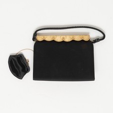 VINTAGE 1950S "After Five" Brand Evening Bag with Change Purse BLACK AND GOLD