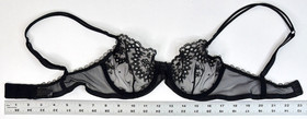 La Perla Black Embroidered Mesh Underwire Bra Back Close Italy Size 32