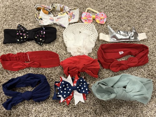 Lot Of 11 Baby Girls Infant Bows & Headbands Assorted styles. Peppa Minnie Mouse