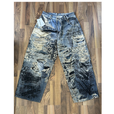 Acne Studios Herren Jeans Denim Blau Distressed Baumwolle EUR 52 L75 cm