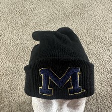 Vintage Michigan Wolverines Hat Beanie Men O/S Black NCAA Football USA Knit