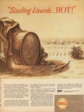 Shell 1944 Vintage Print Ad Aviation Gasoline Desert Heat Research