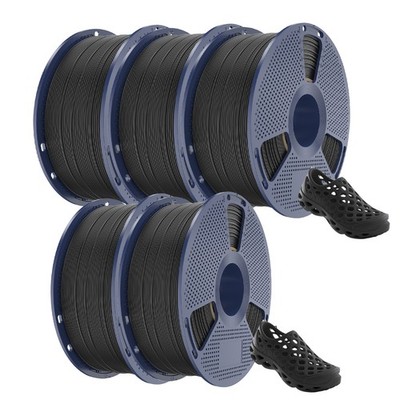 SUNLU 5x1KG Black TPU(90A) 3D Printer Filament 1.75mm TPU 5KG Flexible TPU 90A