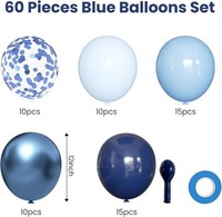 Luftballons Blau 60 StüCk 12 Zoll Navy Pastell Hellblau Metallic Deko Party