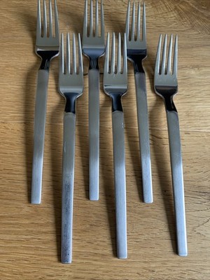 Auerhahn Pulse Edelstahl Besteck 6 Tafelgabeln Menügabeln 21 cm Teilmattiert