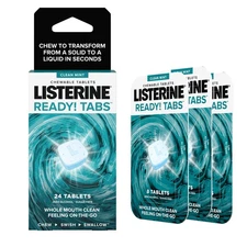 Listerine Ready Tabs Chewable Tablets Clean Mint 24 Count Fresh Breath Anytime