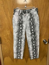 Fashion Nova - women's white/black snake skin pants - size large