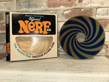 NERF Official Flying Disk 1970 in box Blue. Parker Brothers Official Nerf Disk.