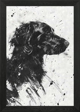 Flatcoated Retriever Ink Framed Wall Art Poster Canvas Print Picture