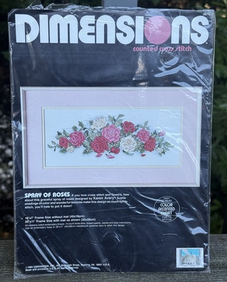 #ad #ad 1989 Dimensions Counted Cross Stitch Kit 3679 Spray of Roses. Karen Avery $14.99