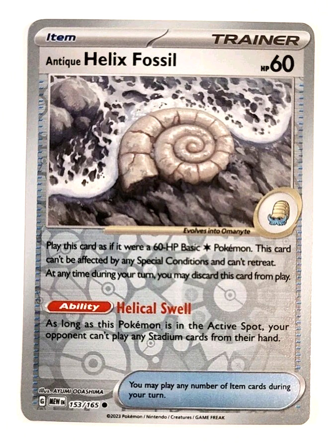 Antique Helix Fossil - 153/165 - Reverse Holo - Scarlet & Violet 151 - Pokemon_2