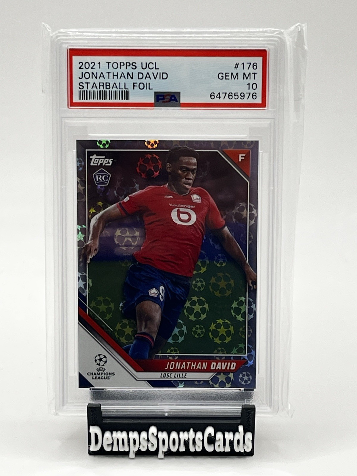 2021-22 Topps UCL RC Jonathan David Starball Foil PSA 10 #176 Lille Rookie
