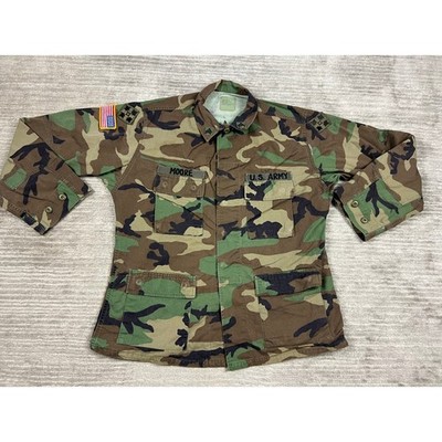 US Army Field Jacket Mens Large Reg Green Camo BDU Woodland 4th Infantry Moore