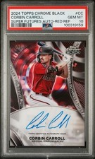 /5 SUPER RARE SSP POP 1 RED AUTO 2024 TOPPS CHROME BLACK CORBIN CARROLL FUTURES